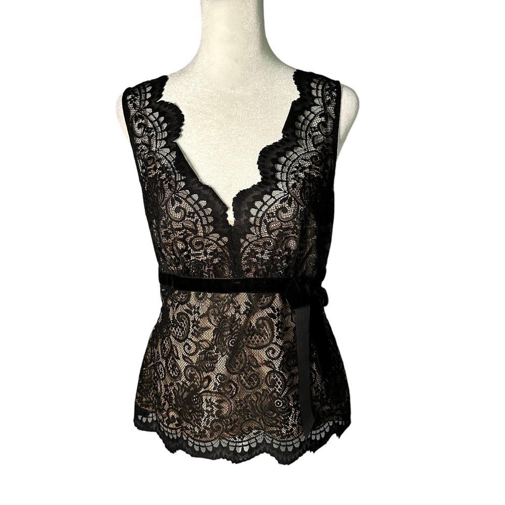Loft Sleeveless Lace Overlay Top - Size 2